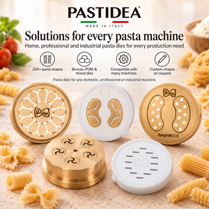 แม่พิมพ์ทำพาสต้า Pastidea ผลิตในอิตาลี สำหรับเครื่องทำพาสต้าอุตสาหกรรมและใช้ในบ้าน วัสดุบรอนซ์ผสม POM รูปทรงตามสั่ง รับประกัน 1 ปี - Product Image 1