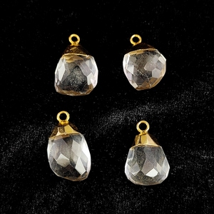 Colgante de cuarzo transparente facetado de forma libre Colgantes de dijes finos galvanizados en oro con propiedades curativas - Product Image 5