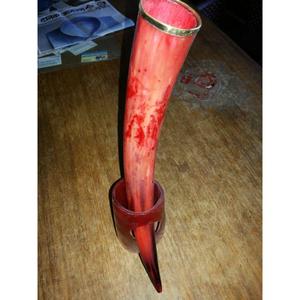 Corne à boire bière vin couleur bleue Logo personnalisé tasse en corne naturelle et verre Barware hôtels et restaurants verres corne Viking - Product Image 3