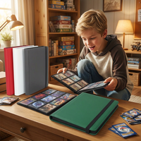 Classeur de cartes à collectionner en cuir PU avec logo personnalisé, fermeture éclair, 9 pochettes, album de collection pour cartes Pokémon, de baseball et de sport