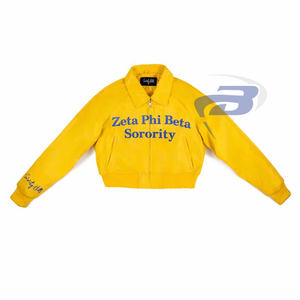 เสื้อแจ็คเก็ตวาร์ซิตี้แบบปกติของชมรมนักศึกษาหญิง Zeta Phi Beta  งานปักลายชมรมนักศึกษากรีก  ทำจากหนัง PU สไตล์สตรีทแวร์ พร้อมดีไซน์แบบกำหนดเอง - Product Image 1