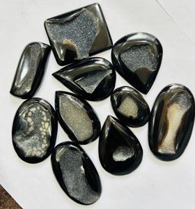 100% พลอยโอนิกซ์สีดำธรรมชาติอัญมณีทรงหลังเบี้ยทรงหลวมสำหรับทำเครื่องประดับหินใหม่พลอยเทียมใหม่ - Product Image 2