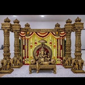Tradicional Big Manavarai Mandap para bodas DEL SUR DE LA India South Gold Canopy Mandap Reino Unido Venta al por mayor Fiber Stage Mandap Wedding Set - Product Image 3
