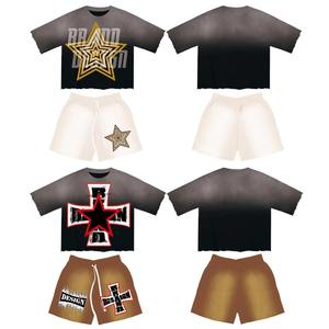 Ensemble deux pièces pour hommes vintage Boxy délavé à l'acide ensemble t-shirt et short surdimensionné en coton ensemble Streetwear - Product Image 2