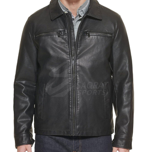 Chaqueta de Cuero para Hombre Estilo Americano 100% Cuero Genuino Chaqueta Negra de Alta Calidad Chaqueta de Cuero PU de Moda Británica para Hombre - Product Image 1