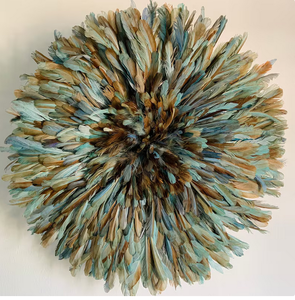 Tan vert Juju chapeau essence vert plume décoration murale Boho maison bambou tenture murale cadeau pour la décoration intérieure - Product Image 1