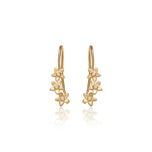 Pendientes de Flores con Diamantes y Baño de Oro para Mujer, Joyería Elegante para Regalo - Product Image 3