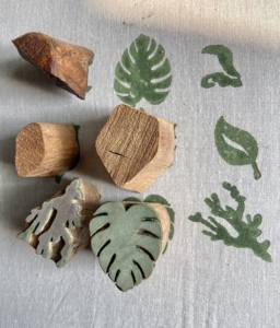 Bloc d'impression manuel en bois sculpté à la main |   Timbre à motif de feuille |   Outils d'impression textile DIY - Product Image 5