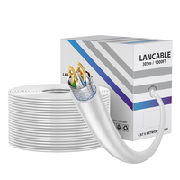 Kabel jaringan SFTP Cat7 kecepatan tinggi 10Gbps 1000FT digulung 8core 0.57mm tembaga murni LAN Ethernet 305m kabel FTP PVC terisolasi Cat5e