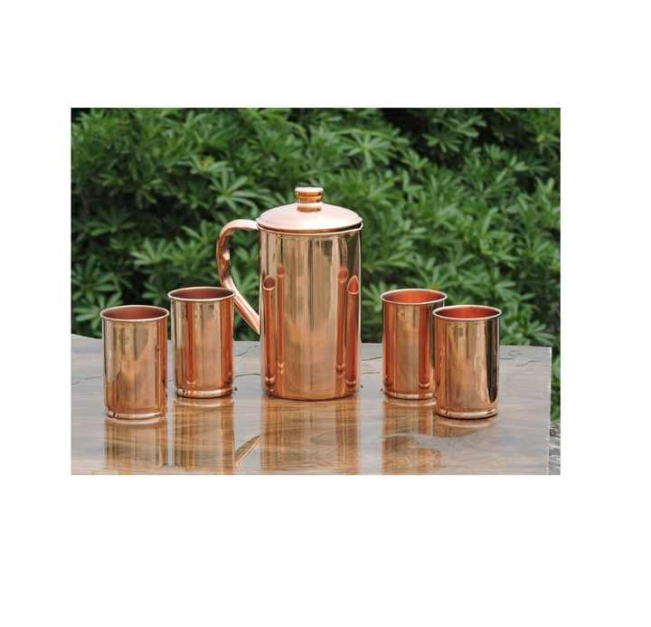 High Quality 100% Pure Copper Jug with Silver Touch Line Best Luxury Copper Jug Buy at price with sale