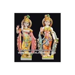Statue en marbre Radha Krishna pour la décoration intérieure - Product Image 1