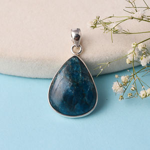 Piedra preciosa en forma de pera de cuarzo azul natural, colgante de Plata de Ley 925, colgante de moda para fiesta de regalo de boda. - Product Image 1