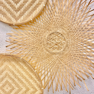 SET 3 CESTAS PLANAS DE BAMBÚ ARTESANAL/DECORACIÓN DEL HOGAR RÚSTICO AHUMADO/HECHO EN VIETNAM - Product Image 3