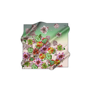 <b>Green</b> <b>Silk</b>-Like Floral Square Scarf for Summer Parties - Product Image 1