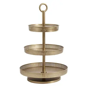 Metal Cupcakes Cakes Pastry Baking Tool Fantastic Antique Gold Plated Royal Cake Stand Three Tiers In loom Top Quality