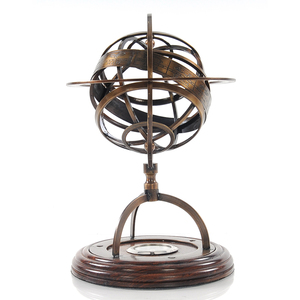 Modèle d'affichage astronomique décoratif en laiton avec compas sur socle en bois 17,8Lx17,8Lx27,9H cm - Product Image 3