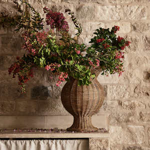 Vase à fleurs en rotin de style campagnard, vase de table, vase sur pied pour la décoration de la maison, fabriqué à partir de matériaux naturels - Product Image 5