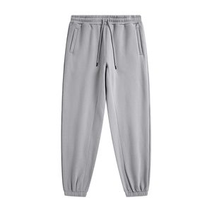 Nouveaux pantalons de jogging épais 100% coton pour hommes Logo personnalisé brodé taille moyenne Baggy pantalon de survêtement uni Style décontracté léger - Product Image 1