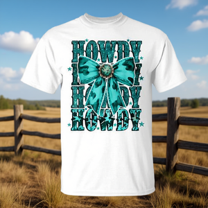 T-shirt promozionale Western Coquette in pelle di vacchetta turchese Howdy Western Mama - Product Image 3