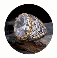 Bague de mariage turque vintage pour homme, luxe, argent sterling 925 avec pierre naturelle noire, bijoux en gros de Turquie