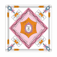 Tapis de Mahjong américain antidérapant avec dos en caoutchouc, imprimé rose et jaune, idéal pour les fêtes et les voyages
