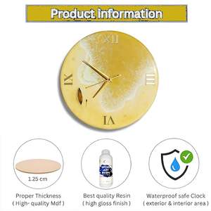 Horloge de maison de luxe, faite à la main en résine, thème océan, moderne, étanche, surdimensionnée, veilleuse, décoration de mariage, décoration de salle à manger - Product Image 3