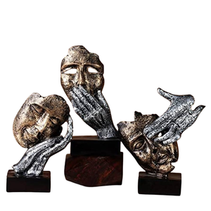 Art abstrait aluminium méditation Sculpture élégant masque ornements visage Sculpture pour la décoration de la maison décor de Table - Product Image 3