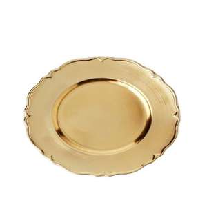 Assiettes de service rondes en aluminium plaqué or rose de qualité durable, assiettes en métal pour mariage, fête, service - Product Image 2