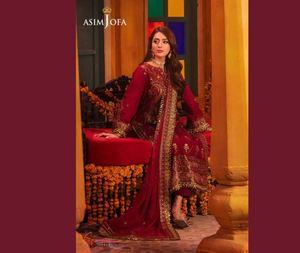 Jannat Mirza Collection Asim Jofa Soie torsadée brodée 3 pièces Salwar Kameez Saison d'hiver cousue par Ssumaira - Product Image 2