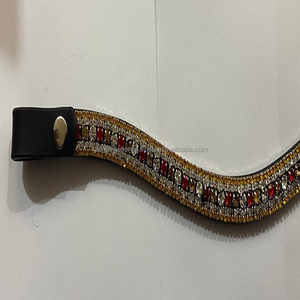 Banda de cuero hecho a mano con forma de onda, de calidad Superior, con cristales multicolor, banda ostentosa para las cejas, cierre a presión - Product Image 6