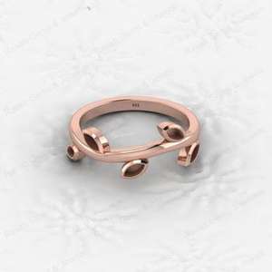 High Quality 925 Sterling Silver Marquise Leaf Design Semi Mount <b>Ring</b> 2x4mm <b>Blank</b> Setting 18K/22k Gold Custom Plating Jewelry - Product Image 2