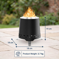 Brasero sans fumée 9 pouces, foyer de table portable, poêle à bois pour camping, extérieur, jardin, camping-car, pique-nique, en acier inoxydable noir