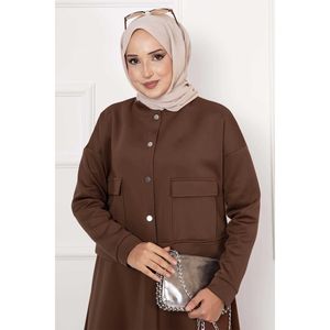 Ensemble de 2 pièces en tissu de plongée avec jupe marron - Product Image 4