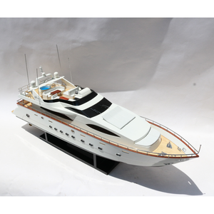 AZIMUT JUMBO 100 Acacia Bois Peint Affichage Modèle Bateau Haute Qualité À La Main Moderne Yacht pour La Décoration Intérieure Souvenir Cadeau - Product Image 6