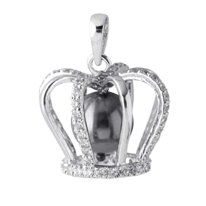 Colgante de corona de lujo con Perla Negra Plata de ley Chapado en oro Diseñador Encanto Regal Royalty Inspirado Joyería elegante hecha a mano - Product Image 2
