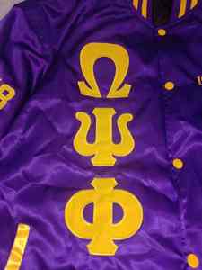 Vestes universitaires en satin personnalisées, col montant d'hiver, logo frontal, Omega Psi Phi Zeta Beta Sigma Rho Epsilon Gamma Omega Chi Eta Delta - Product Image 5