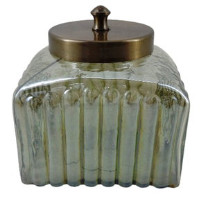 Kitchen Storage Metal & <b>Glass</b> Jar With Lid <b>Brown</b> Transparent PC Storage Jar for Table Top Uses Handmade Bulk - Product Image 4