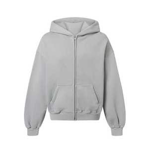 Sweat à capuche unisexe à fermeture éclair en molleton français, coupe régulière, 100% coton, fermeture éclair, logo personnalisé brodé, coupe-vent, respirant, écologique - Product Image 1