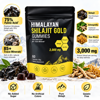 Gummies OEM Shilajit Gold de l'Himalaya 3000mg avec Ashwagandha et Mousse de Mer pour le Soutien Énergétique, 60 Gummies
