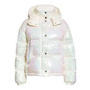 Chaqueta acolchada de nailon de alta calidad para mujer, chaqueta de invierno acolchada transpirable con estampado de logotipo personalizado, cremallera, lona acabada de otoño - Product Image 1