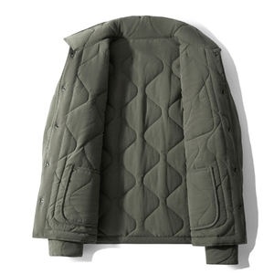 แจ็คเก็ตฤดูหนาวทำจากผ้าขนสัตว์มีฮู้ดสำหรับผู้ชายมีซิปกันลมสไตล์บอมเบอร์ทอแบบนอนวูฟเวนกันน้ำ - Product Image 2