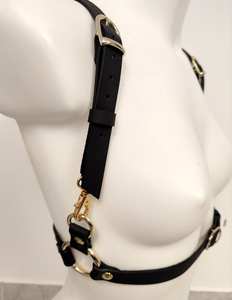 Arnés de cuero Grunge Goth Declaración Arnés de hardware de color dorado - Product Image 2