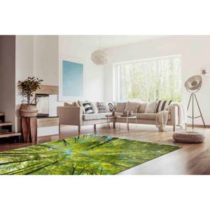 Tapis Forest View : Tapis imprimé paysage de branches d'arbres vertes, tapis en chenille - Product Image 2