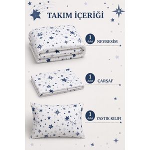 Housse de couette simple blanche avec motif étoile, style tissé imprimé - Product Image 4