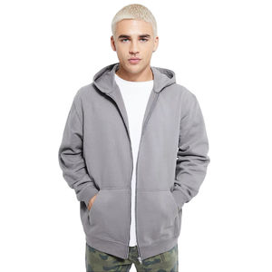 Sweats à capuche zippés pour hommes personnalisés de haute qualité, surdimensionnés, à épaules tombantes, 100% coton, doublés thermiquement, pour l'hiver - Product Image 1