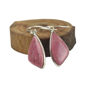Pendientes colgantes de plata estampada 925 para niñas, pendientes colgantes de plata de ley sólida 925 hechos a mano con piedras preciosas Rhodo Chrosite Spinner - Product Image 1