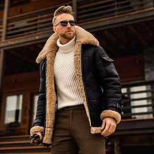 Chaqueta de Piel de Oveja para Hombre, Forro Polar Grueso y Cálido, Botones Resistentes, Prenda Exterior de Alta Calidad, Ideal para Importadores al por Mayor - Product Image 2