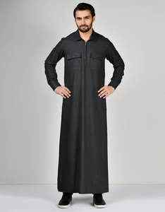 Vente en gros de vêtements islamiques saoudiens pour hommes Juba Thobe Robe islamique pour hommes Juba Vêtements islamiques pour hommes à manches longues Thobe arabe Jubbah pour hommes - Product Image 1