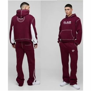 เสื้อฮู้ดสวมหัวโอเวอร์ไซส์ของผู้ชายผ้าคอตตอน100% ไหล่ปัก3D ขนาดใหญ่สำหรับฤดูหนาวพิมพ์ลายดิจิตอล - Product Image 1