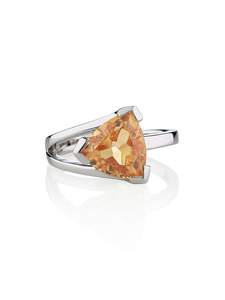 Bague en citrine, argent sterling 925, citrine naturelle jaune, pierre précieuse taille trillion, bijoux de luxe de qualité supérieure pour femmes - Product Image 3